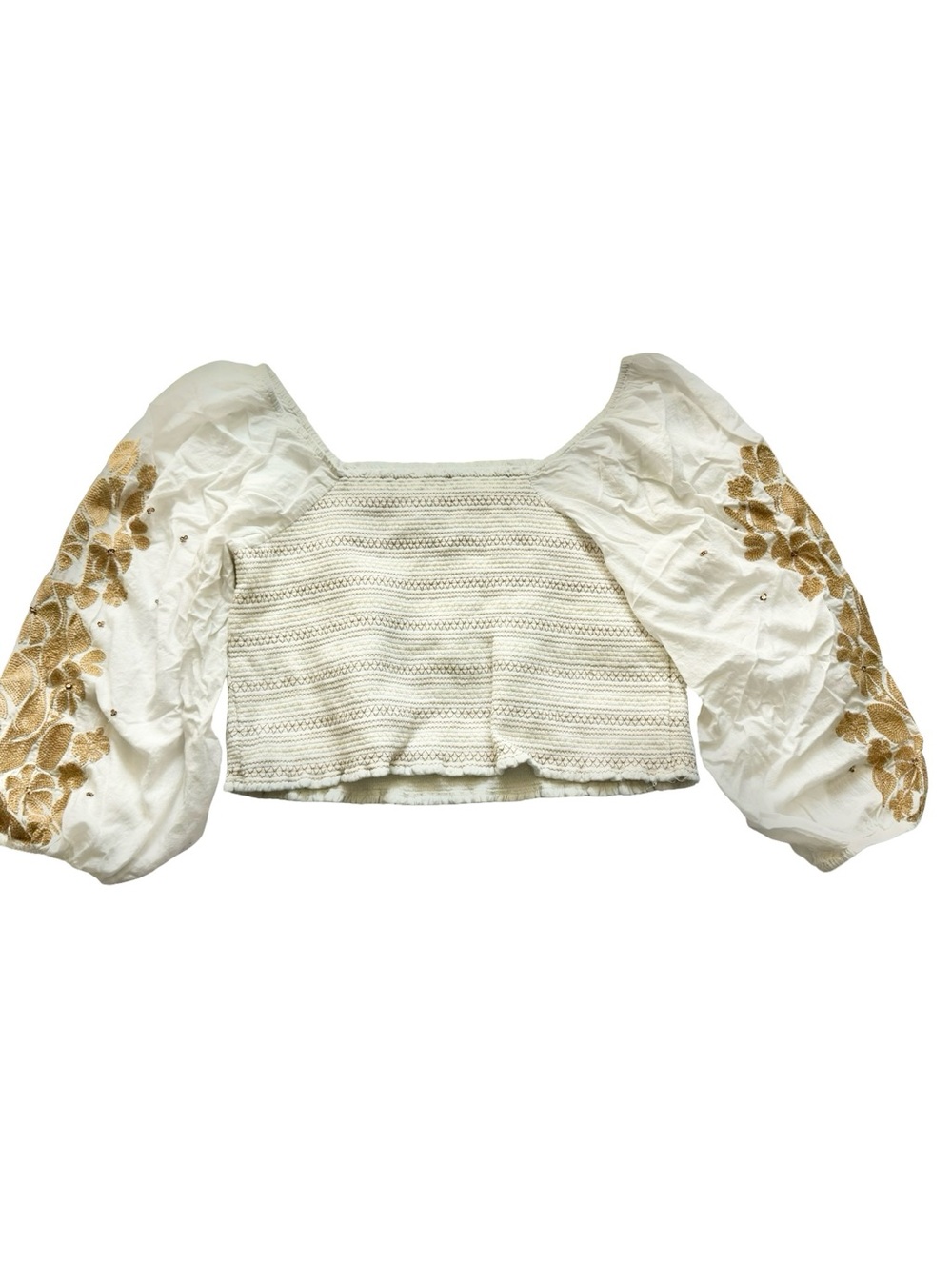 Anthropologie A+ Plus embroidered off the shoulder crop top 100% cotton 2X - Picture 2 of 5